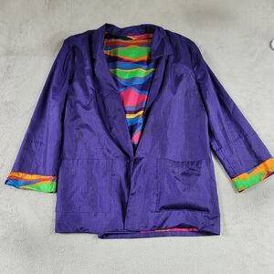 Vintage Purple Blazer with Multicolor Lining